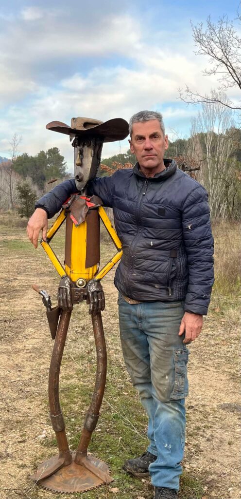 lucky luke pièce métal réalisée avec des pièces de récupération